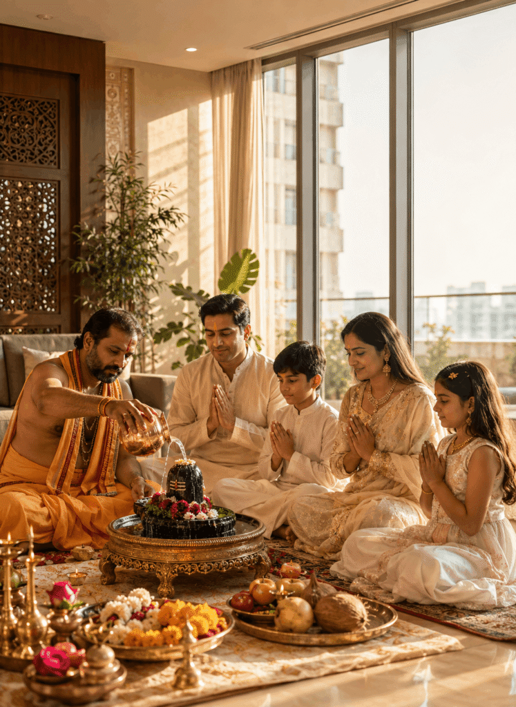 Rudrabhishek Puja in Delhi NCR performed by a verified Vedic pandit at a family's home