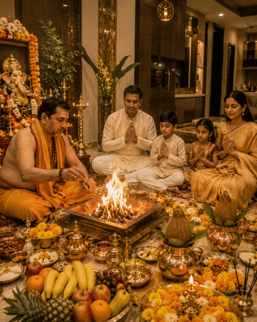 Verified Vedic pandit performing Griha Shanti Puja at a home in Delhi NCR